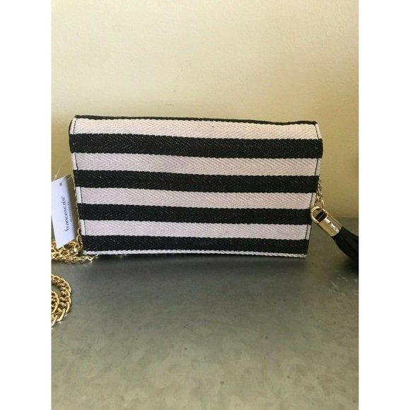 Francesca's Black and Beige Stripe Cloth Crossbody - Picture 3 of 4